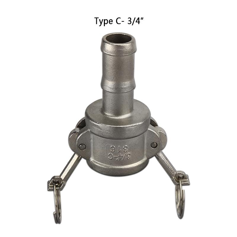 Camlock-Schnellkupplung, 1/2'' Edelstahl Camlock-Fittings Verbinder Cam- und Nut-Schlauchrohr-Fitting-Adapter, 3/4'' Cam-Lock-Typ
