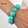 Trendiger Handschmuck für Damen Perlenarmband Herren, Blaue Simulationssteine Einzigartige Tintenstruktur Perlen Acrylperlen Armbänder, Elastisches Stretch Klobig Nicht