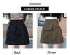 Plus Size Women's Brown Suede A-line High Waist Short Skirt for Spring & Autumn