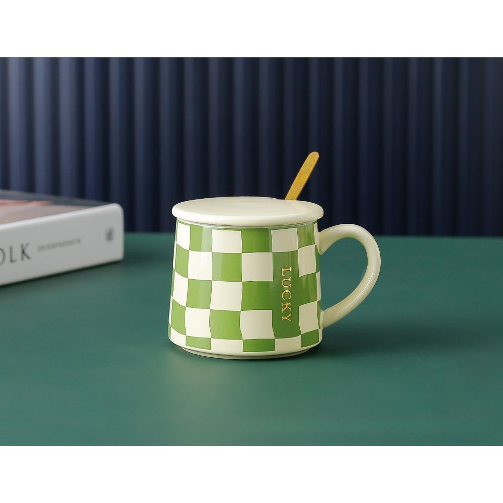 Ins Style Retro Chess Board Mug High Value Ceramic Cup Coffee Cup Office Household Drinking Cup