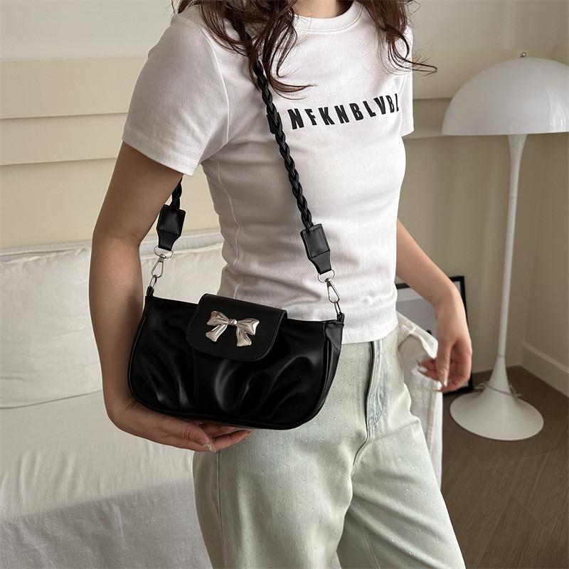 Stylish Summer Women's Bowknot Single Shoulder Bag In Trendy Black White Pink Silver