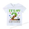 Miner Crafting Number T-shirt Pixels 1-9 Birthday Party Supplies Short Sleeve Tee Boys Girls Summer Clothing Simple Base Tshirt