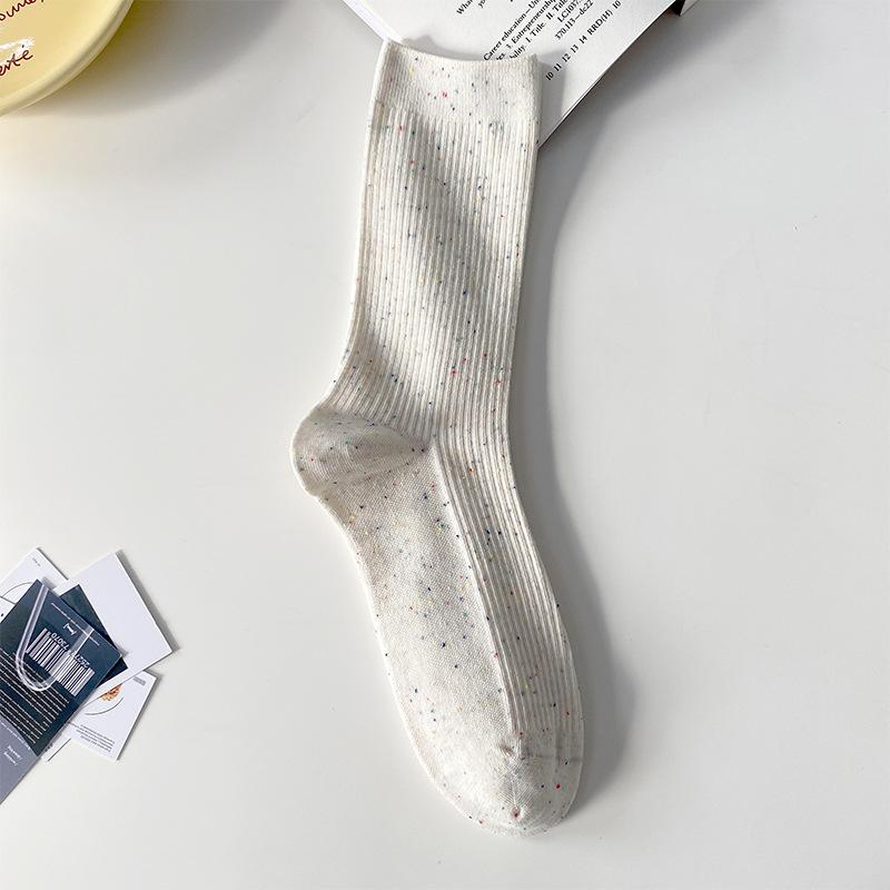 

Women s Spring and Autumn Personality Yarn Boneless Drum Pile Cotton Socks 1 pair бежевий