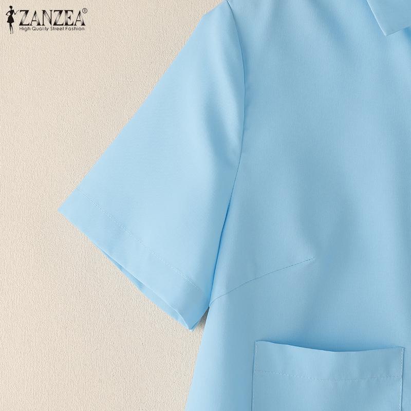 ZANZEA Blusa de Manga Corta para Mujer y Faldas Largas Conjuntos de Traje de Dos Piezas de Verano