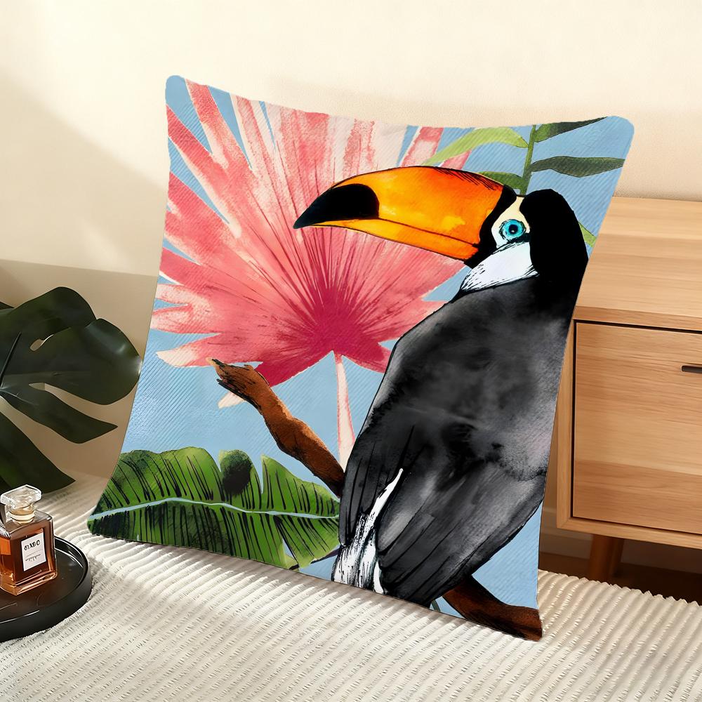Cool Toucan Cushion Cover Soft Short Plush Pillow Cover Smooth Cozy Texture Aesthetic Cushion Case Home Decor