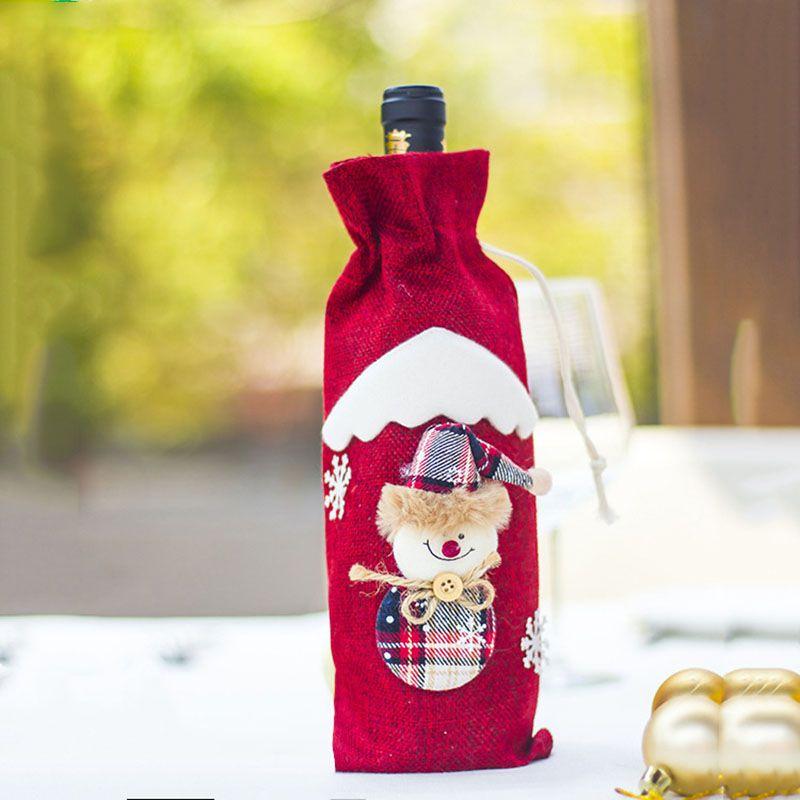 Festive Santa Wine Bottle Bag Cover For Merry Christmas Dinner Party Decor