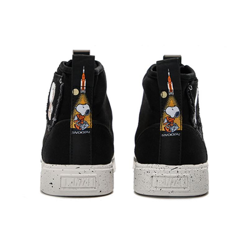 SNOOPY x Anta Life Collection Durable Breathable High-Top Skateboard Shoes Men's Black Sneakers 912138604-2
