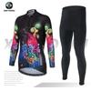 Womens Cycling Jersey Set Long Sleeve Breathable Bike Riding Outfit Sportswear