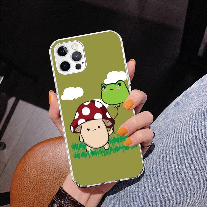 Cottagecore Frog Mushroom Kawaii Phone Case For iPhone 17 Air 16 Pro Max 16E 15 + 14 Plus 11 12 13 Mini 7 8 SE Gift Print Cover