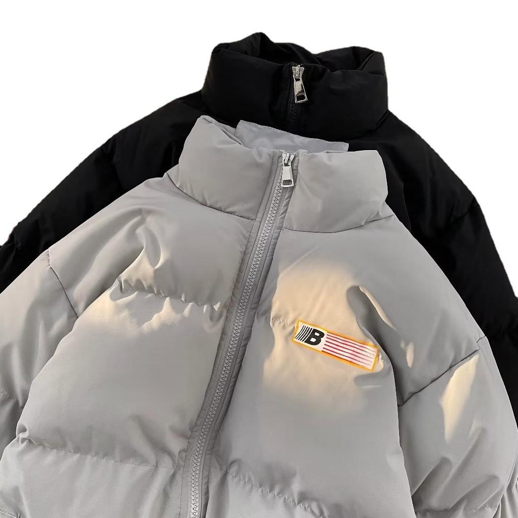 Vintage Flag Embroidered Bread Clothes Jacket Women's High Street Brand Thickened Couple Cotton Clothes Cotton Clothes Winter