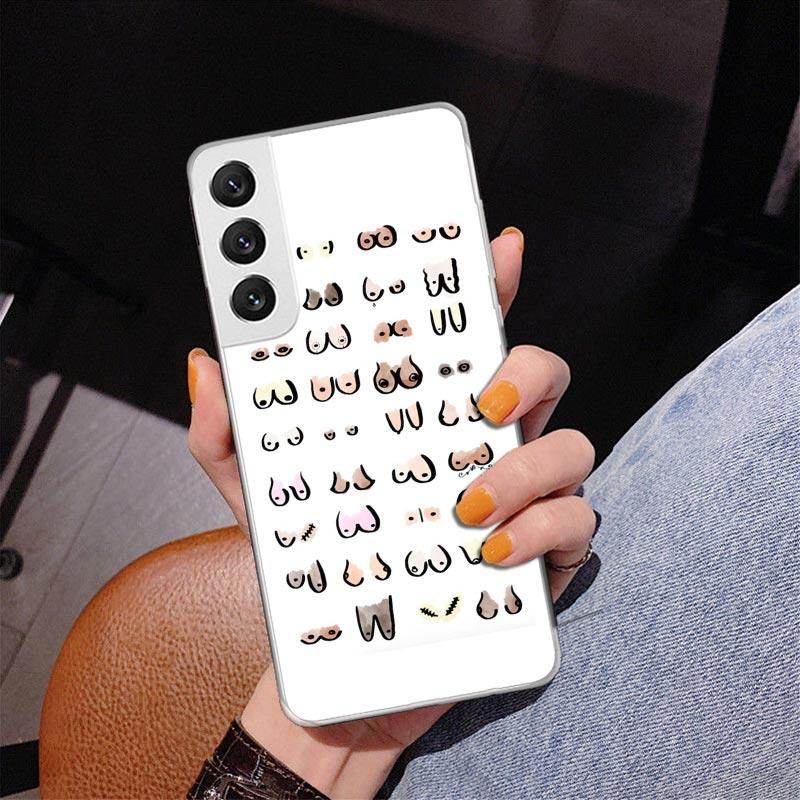 Boobs Art Print Phone Case For Samsung Galaxy S24 S25 Edge S26 Ultra S23 S22 S21 Plus S20 FE + Personalized Print Cover Galaxy S