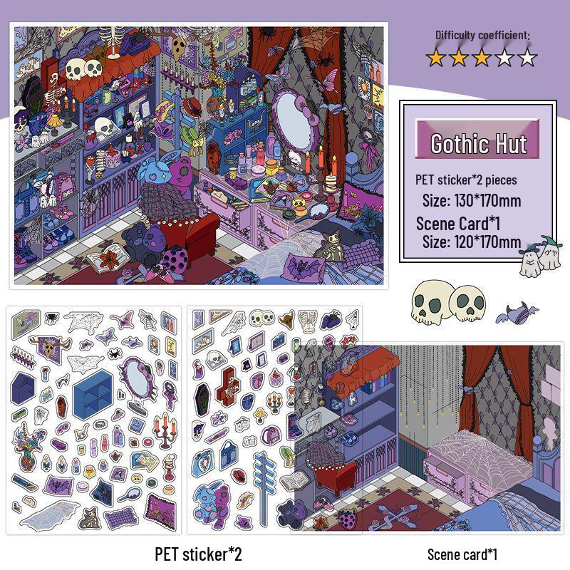 Infeel.Me XL Scenery Stickers - My Little House Series: 12 Fun Journal Decoration Designs.