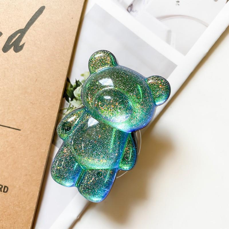 

Solid Color Teddy Bear Phone Airbag Holder Adhesive Type Retractable Air Cushion Glitter Laser Niche Drama Watching Tool