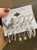 European & American Retro Geometric Hammered Textured Earrings 6-Piece Set: Creative Heart Diamond Stud & Alloy Earrings