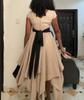European and American cross-border women's 2026 summer new elegant high-end butterfly waist-cinching short sleeve A-line mid-length dress
