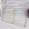 Retro Glass Picture Frame Clr Photo Display Photo Frame Geometric Glass Plant Sample Photo Frame with Copper Bracket for Home Decoration