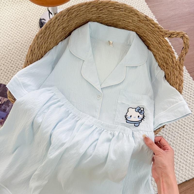 Summer new pajamas women's short-sleeved shorts thin cloud cotton cartoon cute large size Korean version loungewear