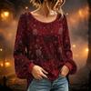 Women's Long Sleeve Neck Halloween Print T-Shirt for Casual Party Wear