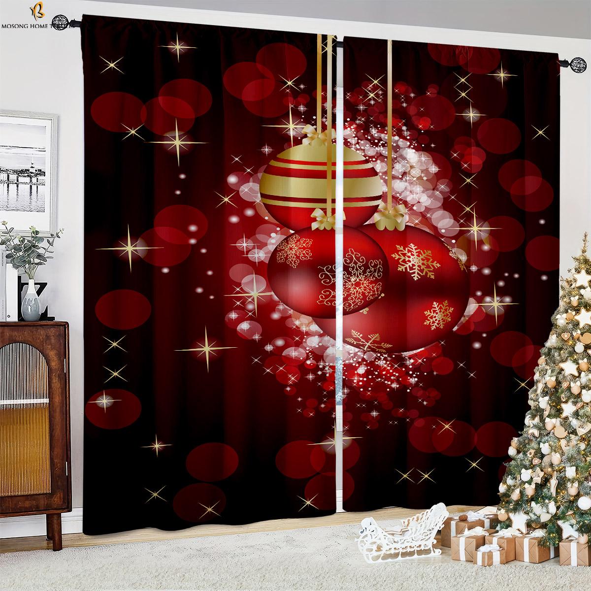 

Рождественская елка снеговик камин мультфильм принт шторы подходят для спальни ресторана новогодняя вечеринка украшения шторы 2 шт W50xH130(CM)x2PCS&Rod pocket