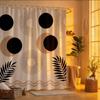 Abstract Geometric Shower Curtain 180x180cm – Black & Beige Circles and Lines, Minimalist Bathroom Decor, 12 Hooks