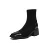 Krazing Pot Flock Winter Square Toe Modern Size 33 Boots Size 43 Zipper KPOP Style Fashion Stretch Ankle Boots