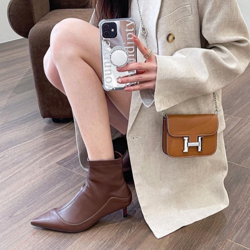 New Style Spring Pointed Toe Women Modern Ankle Boots Soft Leather Short Booties Concise High Heels Shoes Zapatos Mujer