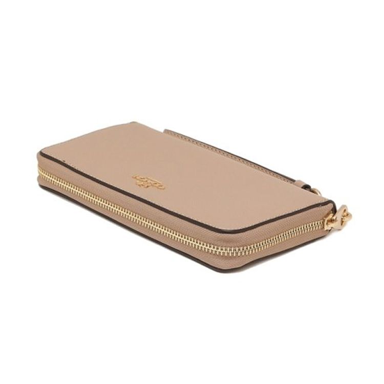 Coach Zip Around 20 Zipper Wallet Clutch Women Wallets Milk-Tea C3441-IMTAU