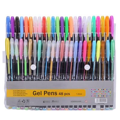 48 stücke Gel Stifte Bunte Glitter Neon Gouache Metallic Zeichnung Skizze Stift Schule Schreibwaren