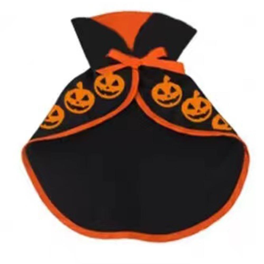 Pumpkin Pattern Halloween Cat Cloak Adjustable Bat Cat Halloween Costume Creative Breathable Pet Cosplay Costume Set Home Decor
