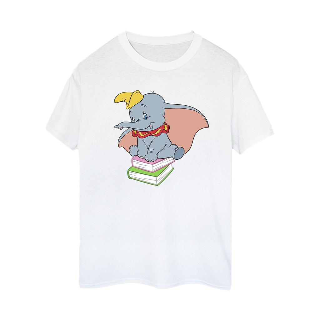 Disney Womens/Ladies Dumbo Sitting On Books Cotton Boyfriend T-Shirt