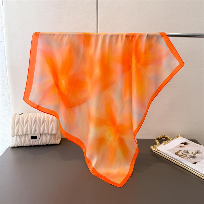 

Elegant 70Cm Square Printed Women Scarf Silk Satin Scarves Shawl Designer Headband Hijab Bandana Wrap Bufanda Lady Kerchief 70x70cm
