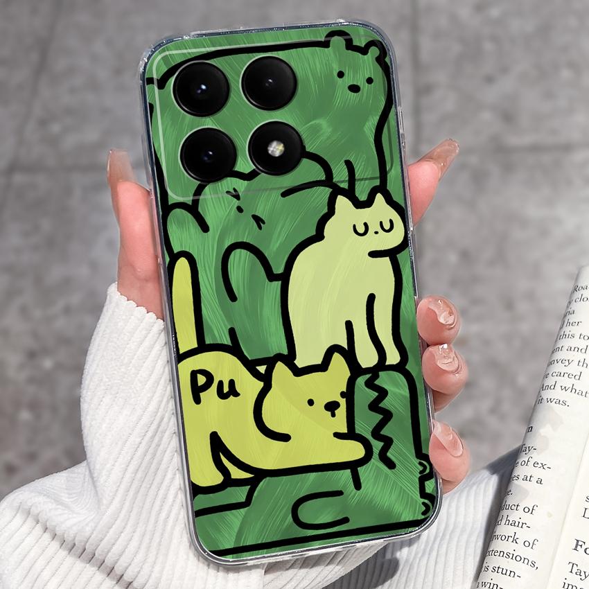 Case For Redmi K70e K60e K80 K70 K60 K50 K40 K30 K20 Pro K30i Cute Cartoon Piggy Pattern Phone Cover Transparent TPU Anti Fall Shell For Redmi Housing
