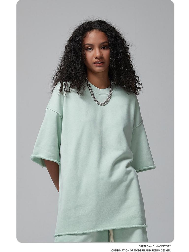 ARTIE Herren 2024 Sommer Spraygefärbtes Distressed Kurzarm-Shorts-Koordinationsset