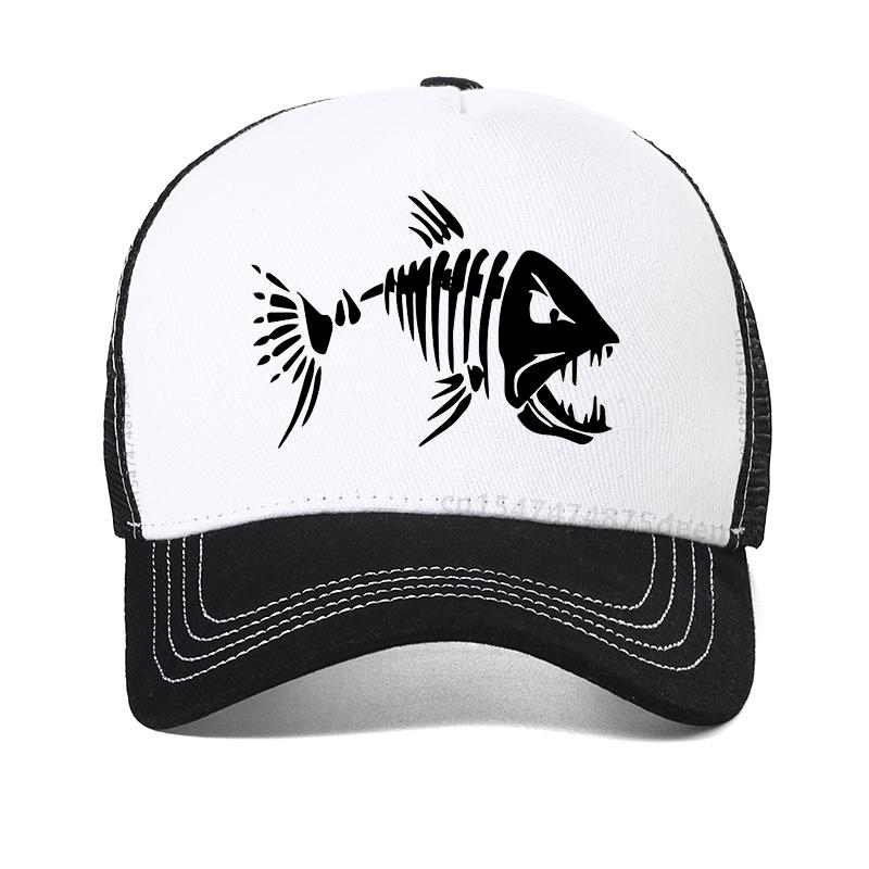 Fishbone Trucker hats Unisex Fishing Skeleton Fish Bone Cap HipHop Baseball Caps cool Summer Fisher Unisex Mesh hat gorra