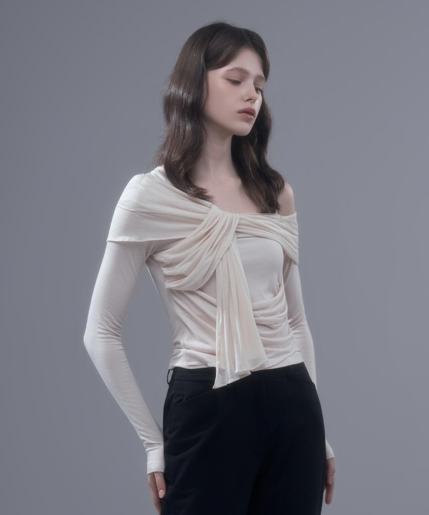 Mausolleum Ella Sheer Shoulder Top - Beige