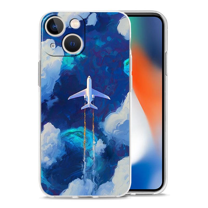 Phone Case For iPhone 17 Air Cases iPhone 16 15 12 13 14 Pro Max SE 7 8 Plus iPhone11 Clear Soft Cover Airplane Pattern