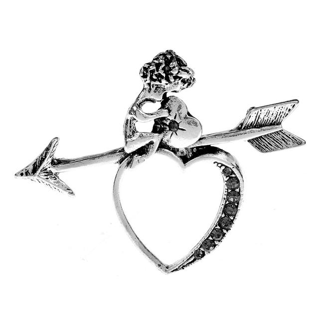 

Винтажные броши в виде сердца и ангела со стразами для женщин, 2 цвета в наличии, модная булавка для пальто, свадебные украшения, хороший подарок серебряный