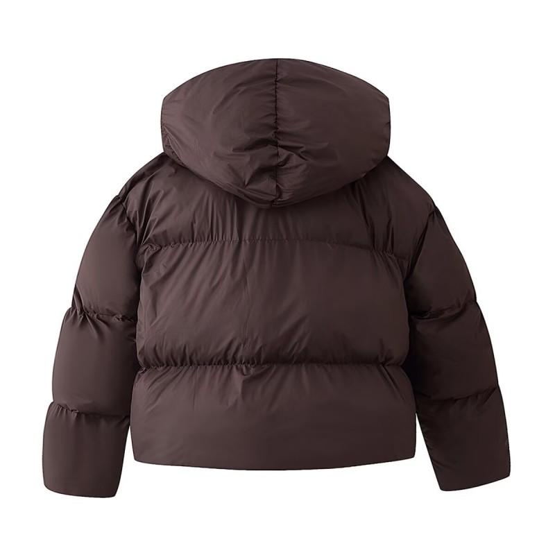 Womens Winter Hooded Cotton Puffer Jacket With Detachable Scarf Short Length Streetwear Style