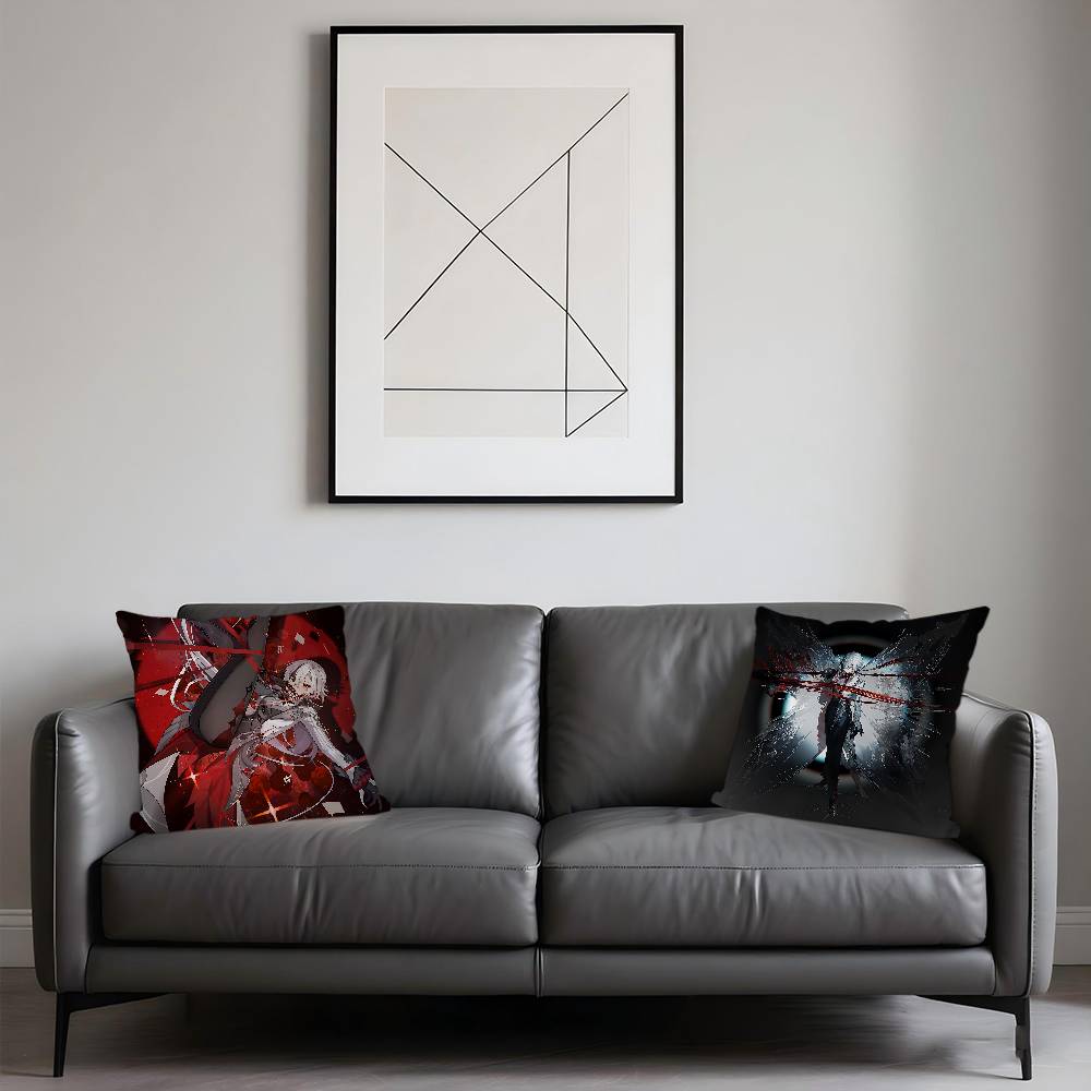 GenshinS Impact Arlecchino Pillow Covers Cartoon Sofa Decorative Home Double-sided Printing Short Plush Cute Cushion Cover