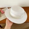 French Celebrity Style Flat Top Top Hat New Summer Elegant Pearl Straw Seaside Sun Hat Children