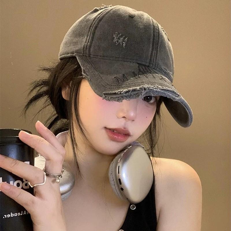 Denim Baseball Cap Men Women Vintage Distressed Wide Brim Sun Hat Casual Summer Accessory