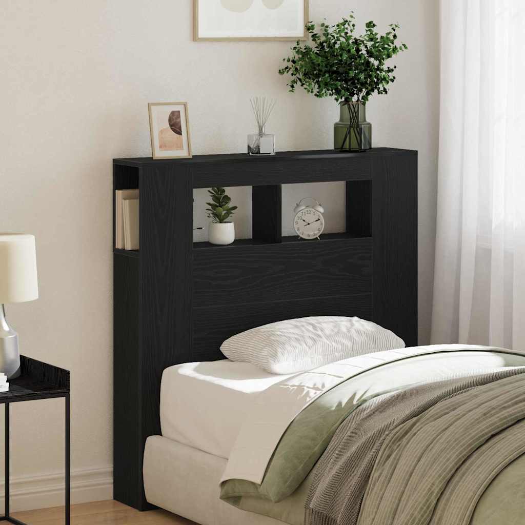 LED Headboard in Black Oak Look 100 x 18.5 x 103.5 cm
