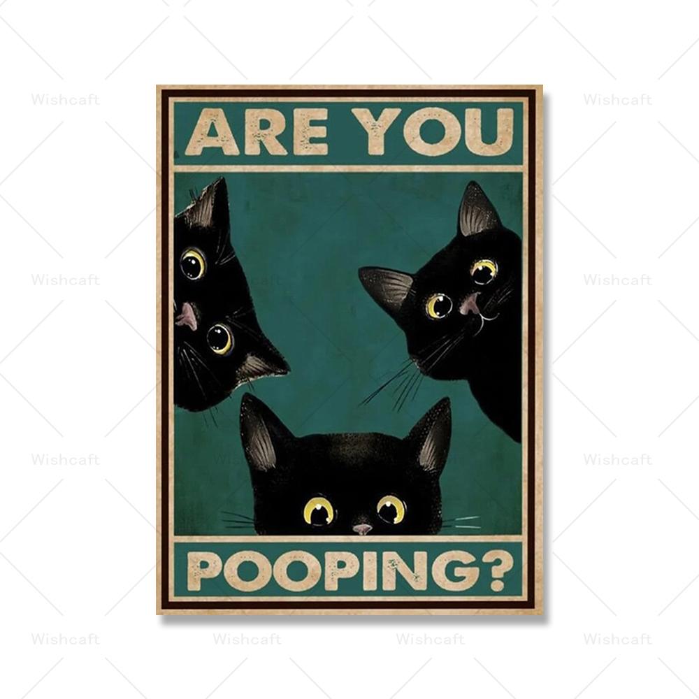 

Плакат «Вы какаете», черный кот, винтажные принты, любитель кошек, забавный Декор для ванной и туалета, холст, настенные картины 15x20cm No Frame