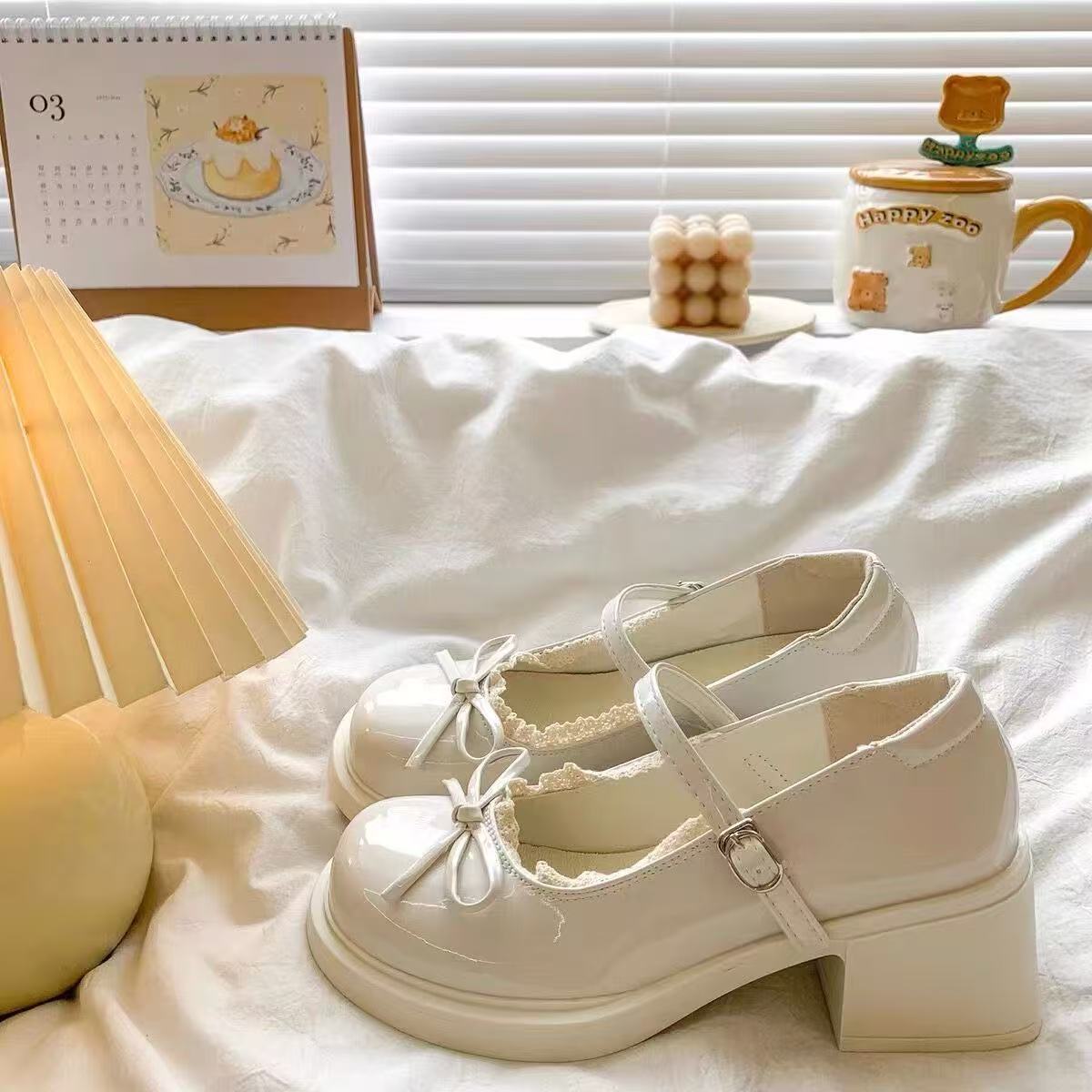 

Japanese single shoes women s summer new bow Mary Jane increases height small leather shoes women 35