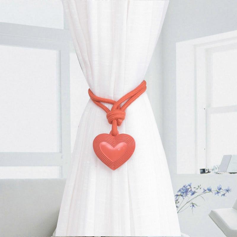 Multipurpose Braided Rope Curtain Binders Holdbacks with Heart Charm 2 Pack Drapery Tiebacks Ties for Farmhouses Decors  Orange Color