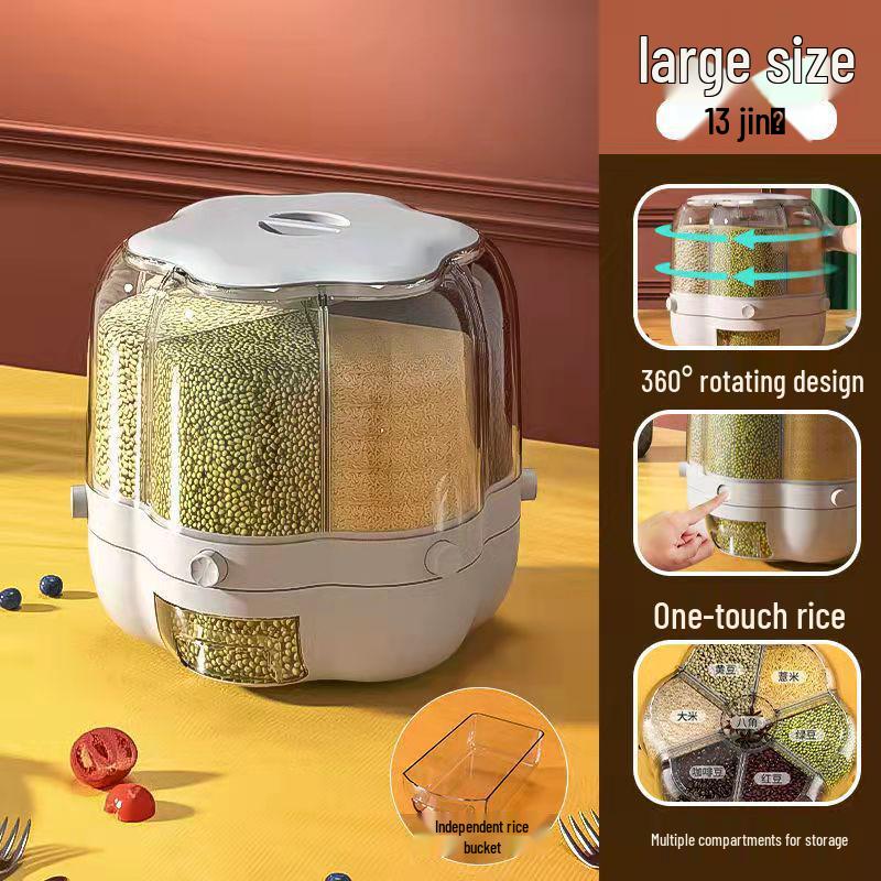 Japanese-Style Rotating Rice Storage Box - Large Capacity, Insect & Moisture-Proof Grain Container