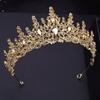 Champagnefarger Princess Crown Tiaras Hodeplagg Prom Bursdagsfest Brudekrone for bryllup Brud hårsmykker