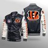 Mens pu leather jacket printed jacket tigers rugby fans gift loose personality jacket leather jacket