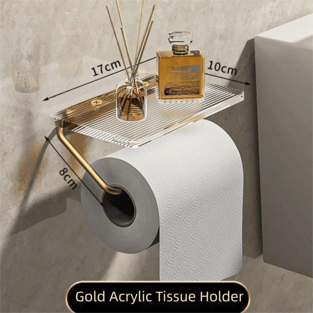 Modern Design Acrylic Toilet Paper Holder Luxury Wall Mounted Roll Paper Holder with Shelf Bathroom Accessories Bathroom Use