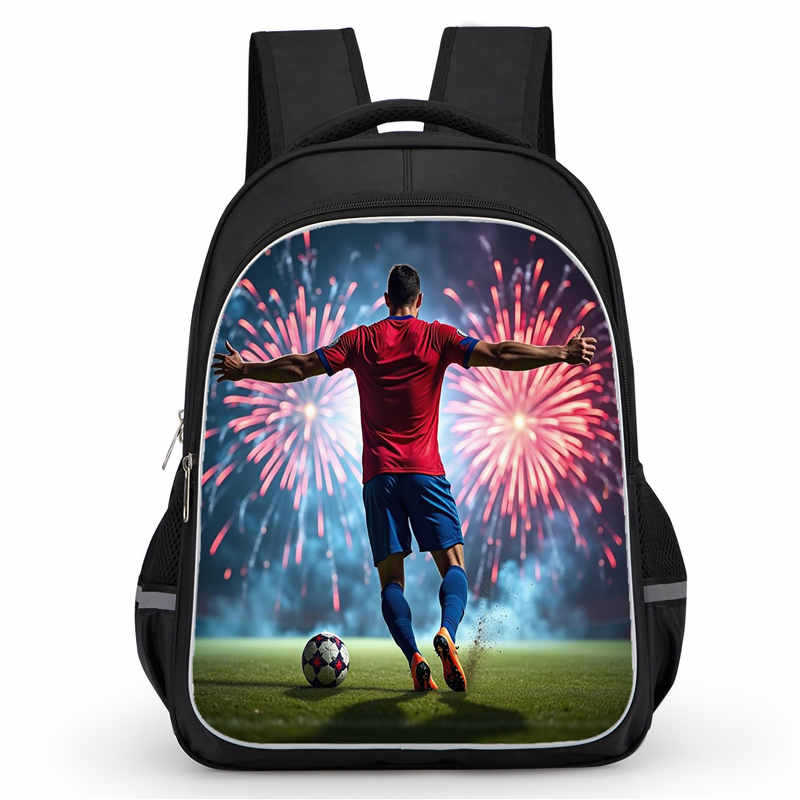 Cr7 Rucksack Hochauflösender Druck Große Kapazität Multifunktion Reißverschluss Oxford Rückenschutz Leichter Rucksack